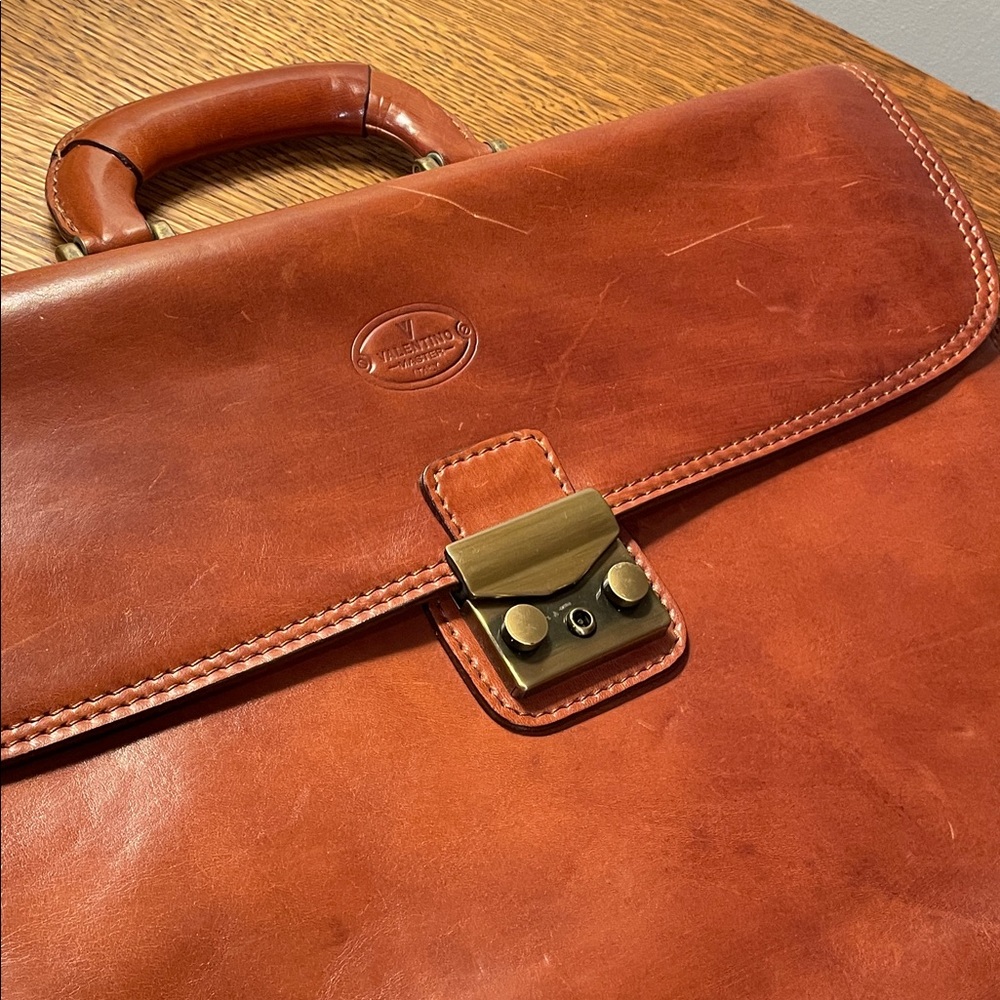 Valentino Rich Tan Leather Briefcase - Picture 12 of 12